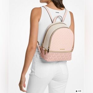 New with tags Michael Kors RHEA Blush and Beige Backpack